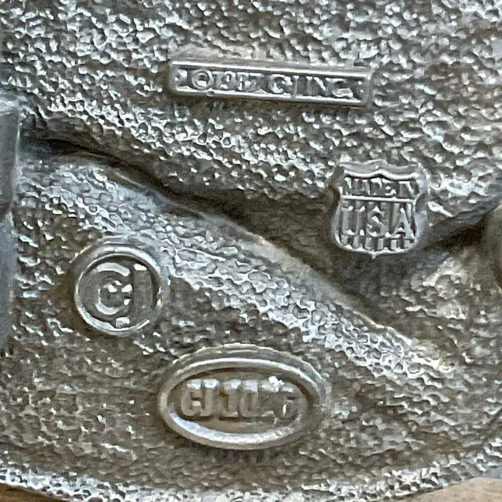 CJ Inc US Navy Belt Buckle‎ 1987 Military Patriotic Navy Veteran